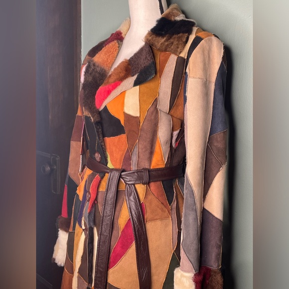 Vintage 1970’s Wilson’s Patchwork Sheep Jacket with Pelle Cuir Pencil Skirt - Picture 4 of 14